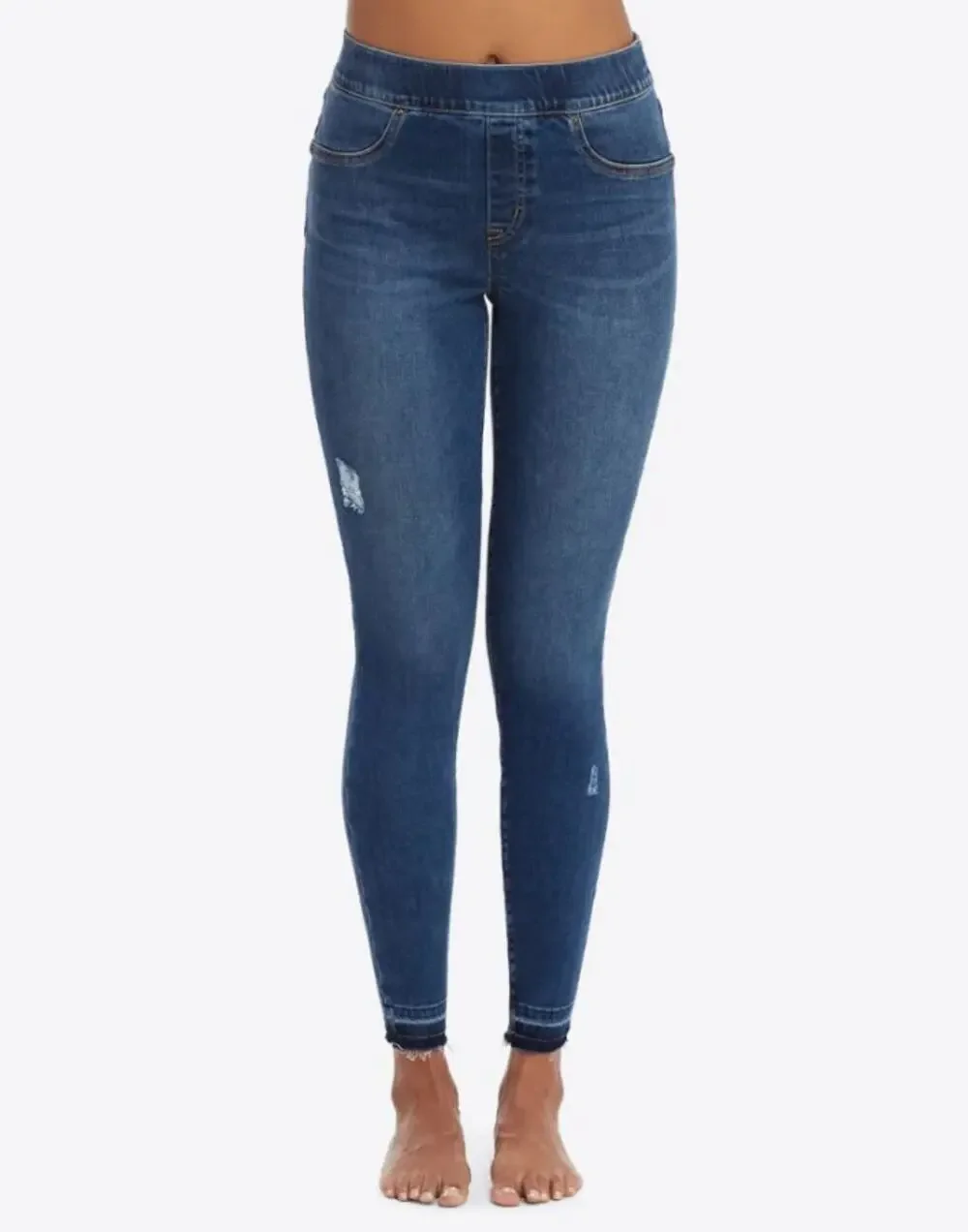 SPANX Distressed Skinny Jeans Dark Wash Preppy Shapewear Women's size Medium